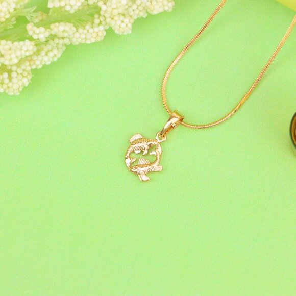 "Pisces Zodiac Rose Gold Pendant Artistic Dual Fish Charm, XPPT1473 - Picture 3 of 13